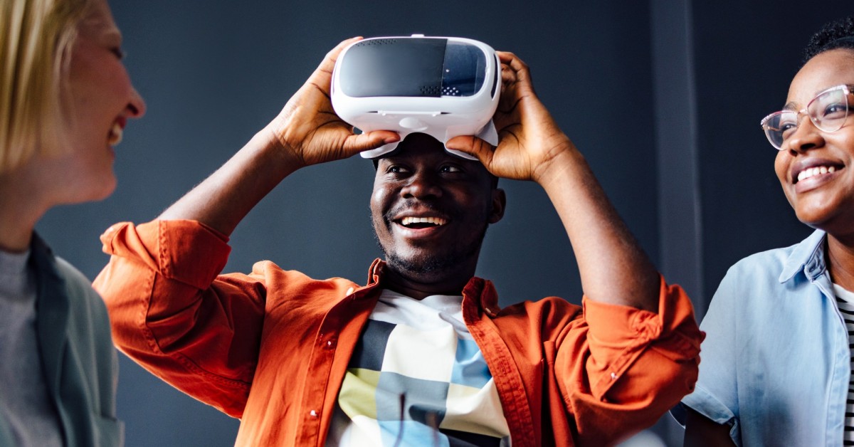 A man using a virtual reality headset