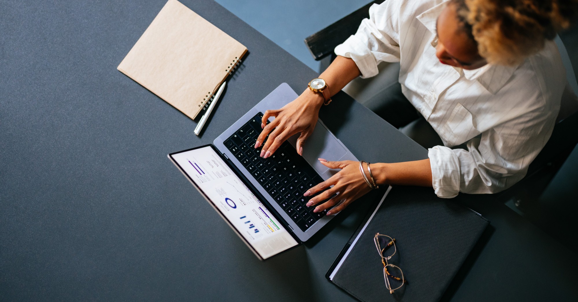 Woman working at her computer