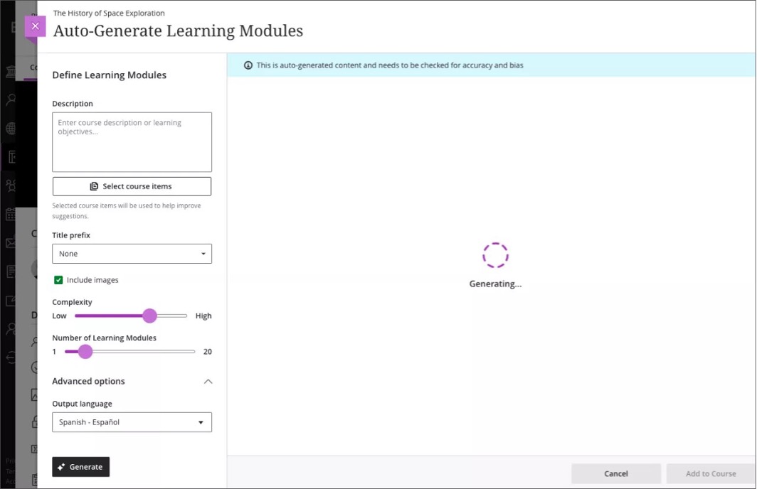 Select the desired output language from the advanced options