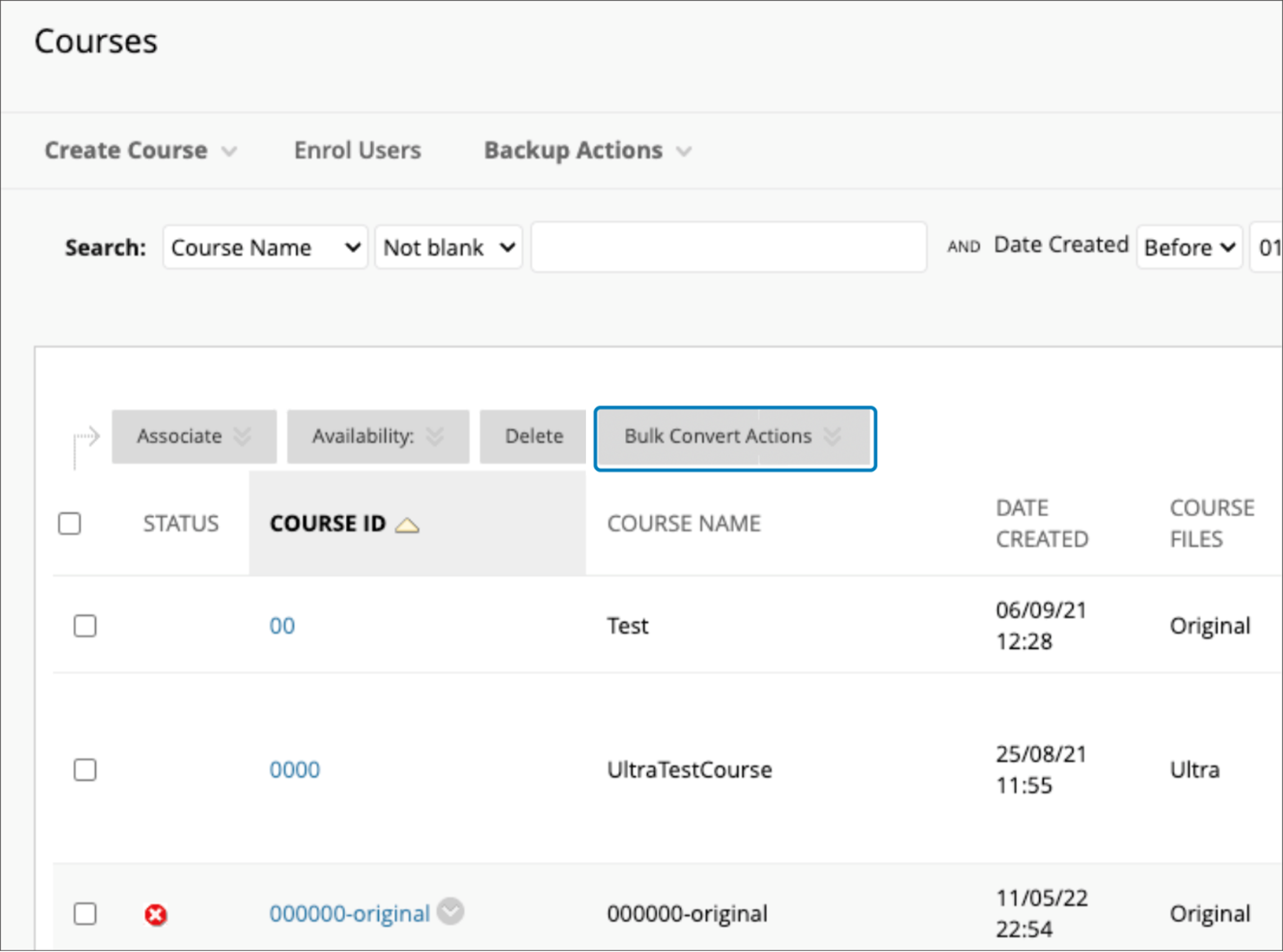 Bulk Convert actions