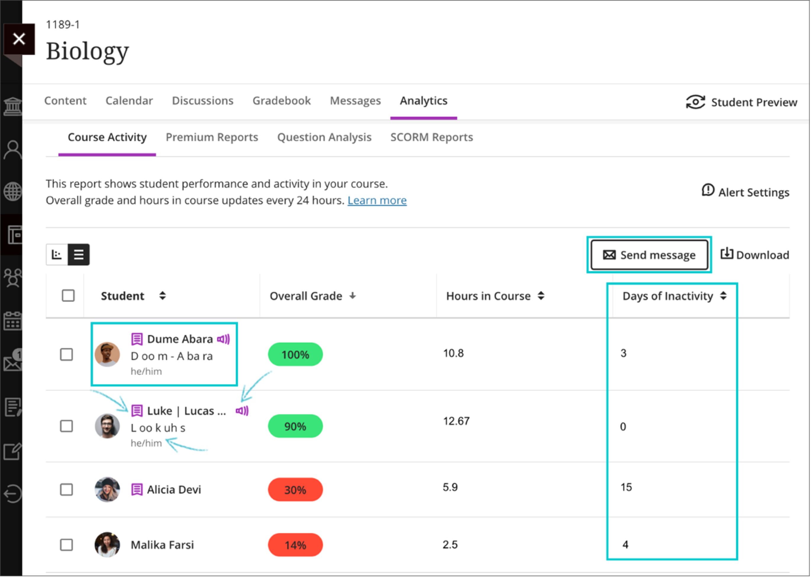 Course activity view page on Blackboard Learn